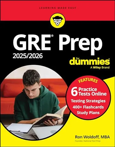 GRE Prep 2025/2026 For Dummies : Book + 6 Practice Tests + 400 Flashcards Online