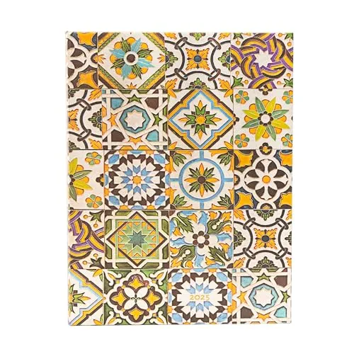 Porto (Portuguese Tiles) Ultra 12-month Day-at-a-time Hardback Dayplanner 2025 (Elastic Band Closure)
