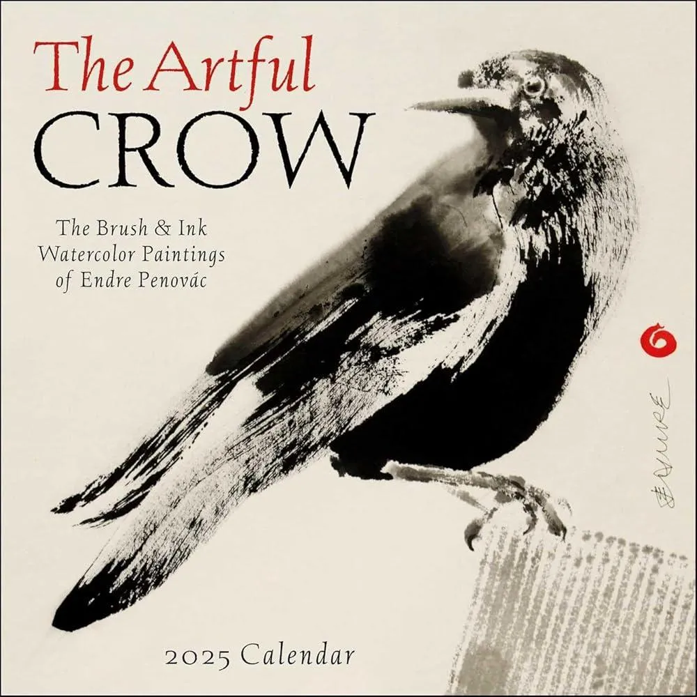 The Artful Crow 2025 Wall Calendar : Brush & Ink Watercolor Paintings by Endre Penovac