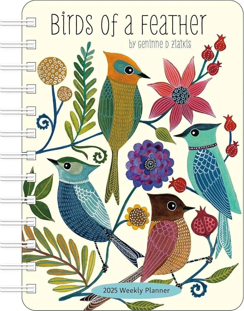 Birds of a Feather 2025 Weekly Planner Calendar : Watercolor Bird Illustrations by Geninne Zlatkis