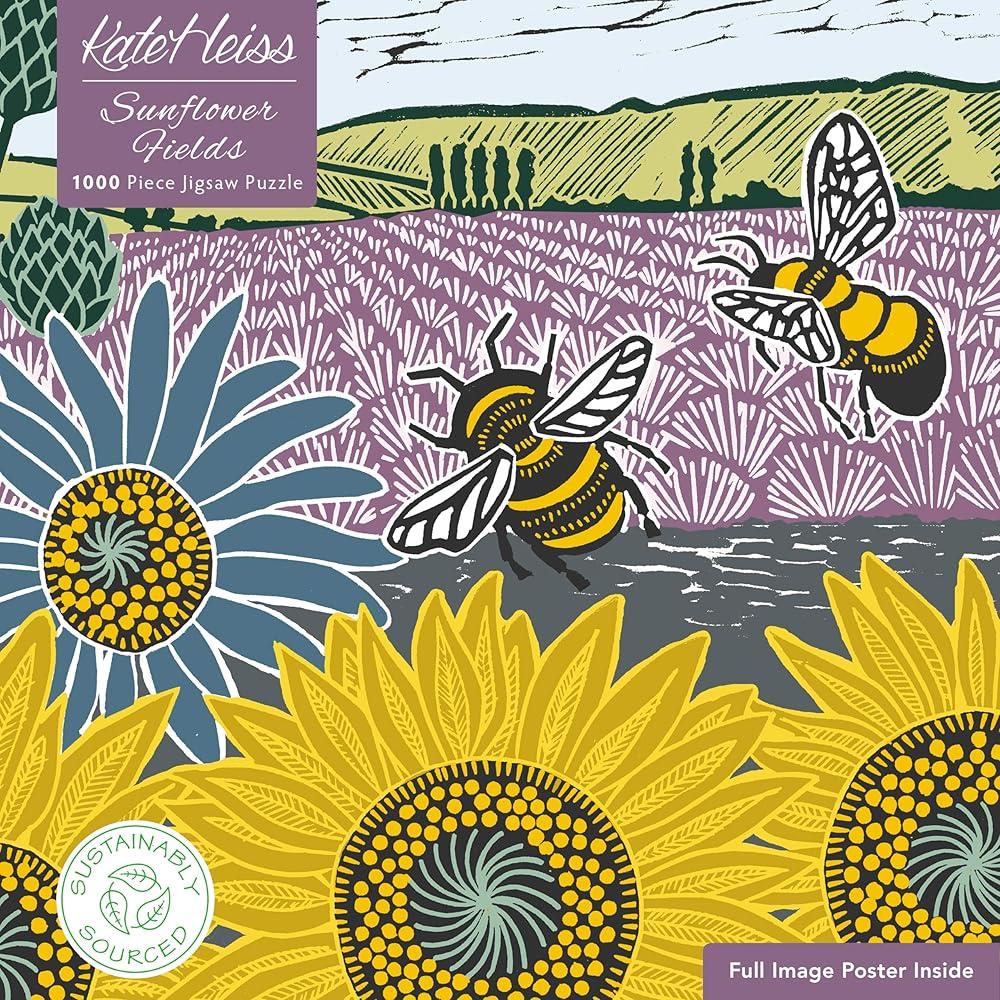 Adult Sustainable Jigsaw Puzzle Kate Heiss: Sunflower Fields : 1000-pieces. Ethical, Sustainable, Earth-friendly