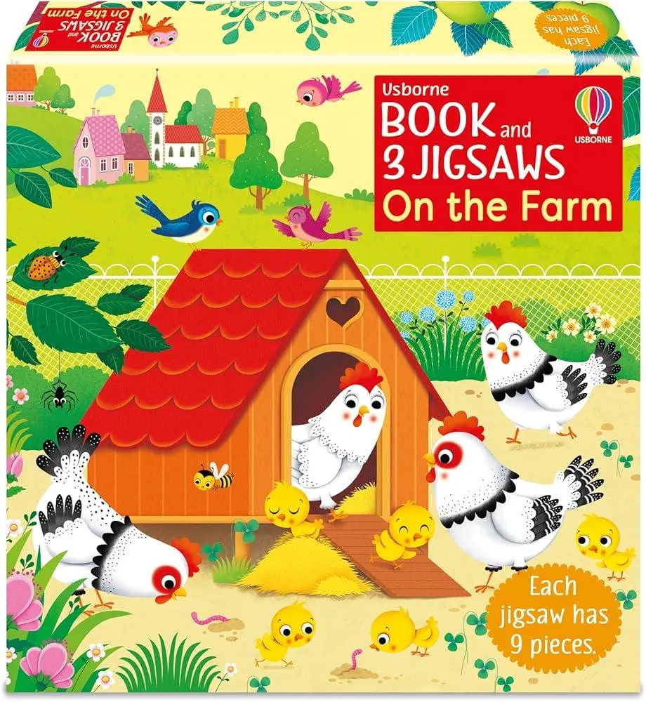 Usborne Book and 3 Jigsaws: On the Farm