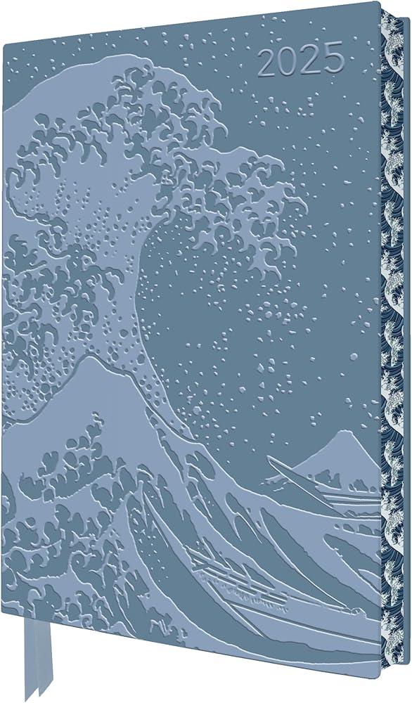 Katsushika Hokusai: The Great Wave 2025 Artisan Art Vegan Leather Diary Planner - Page to View with Notes