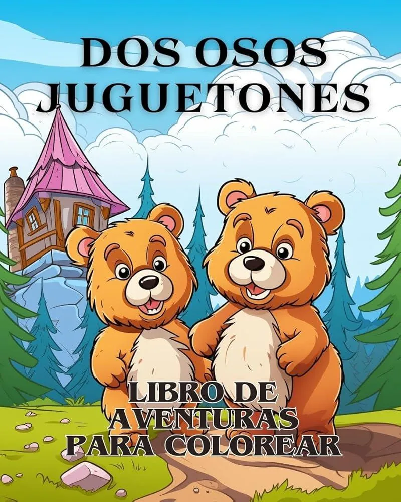 Libro para colorear Aventuras con dos osos juguetones : El libro para colorear Adorable con dos osos Una aventura para colorear