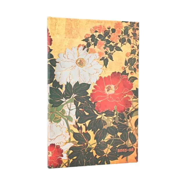 2026 Natsu (Rinpa Florals) Maxi 18-month Vertical Hardcover Flexi Dayplanner 2025-2026 (Elastic Band Closure)