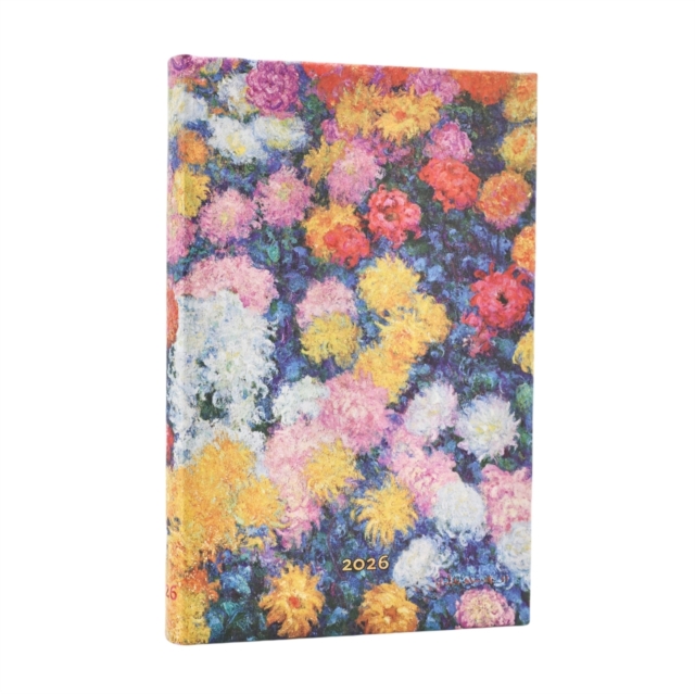 2026 Monet's Chrysanthemums Mini 12-month Verso Hardcover Flexi Dayplanner 2026 (Elastic Band Closure)