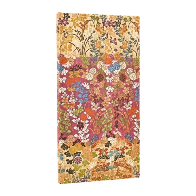 2026 Kara-ori Pink (Japanese Kimono) Slim 12-month Horizontal Hardcover Flexi Dayplanner 2026 (Elastic Band Closure)