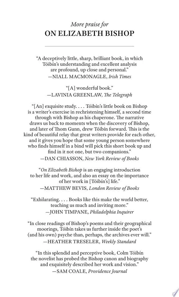 On Elizabeth Bishop