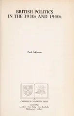 British Politics in the 1930s and 1940s