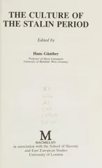 The Culture of the Stalin Period (1990)
