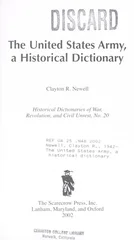 The United States Army, A Historical Dictionary