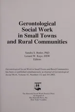 Gerontological Social Work in Small Towns and Rural Communities