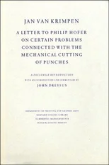 A Letter to Philip Hofer on Certain Problems Connected with the Mechanical Cutting of Punches