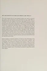 Art and Identity in Dark Age Greece, 1100–700 BC