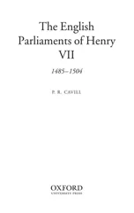 The English Parliaments of Henry VII 1485-1504