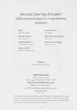 You Can't Just Say It Louder! Differentiated Strat. for Comprehending Nonfiction