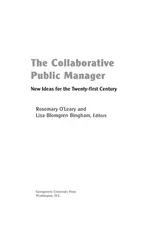 The Collaborative Public Manager