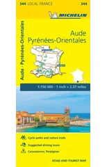 Aude, Pyrenees-Orientales - Michelin Local Map 344