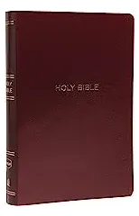 NKJV Holy Bible, Giant Print Center-Column Reference Bible, Burgundy Leather-look, 72,000+ Cross References, Red Letter, Comfort Print