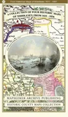 A Middlesex 1611 – 1836 – Fold Up Map that features a collection of Four Historic Maps, John Speed’s County Map 1611, Johan Blaeu’s County Map of 1648, Thomas Moules County Map of 1836 and a Map of th