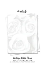 Vintage White Roses Stationery Paper