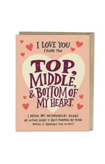 6-Pack Em & Friends Love You Top Middle Bottom Greeting Cards