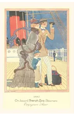 Vintage Journal Victorian Family Making the Crossing Postcard