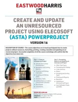 Create and Update an Unresourced Project using Elecosoft (Asta) Powerproject Version 16