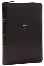 NKJV Compact Paragraph-Style Bible w/ 43,000 Cross References, Black Leathersoft with zipper, Red Letter, Comfort Print