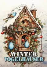 Christmas Bird Houses Coloring Book for Adults