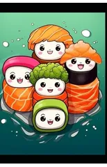 Kawaii Sushi Coloring Book
