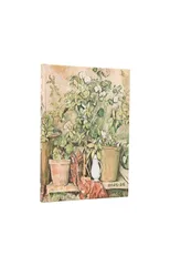 2026 Cezanne's Terracotta Pots and Flowers Midi 18-month Horizontal Hardcover Flexi Dayplanner 2025-2026 (Elastic Band Closure)