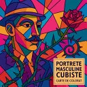 Portrete masculine cubiste - Carte de colorat